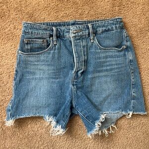Good American high rise denim shorts